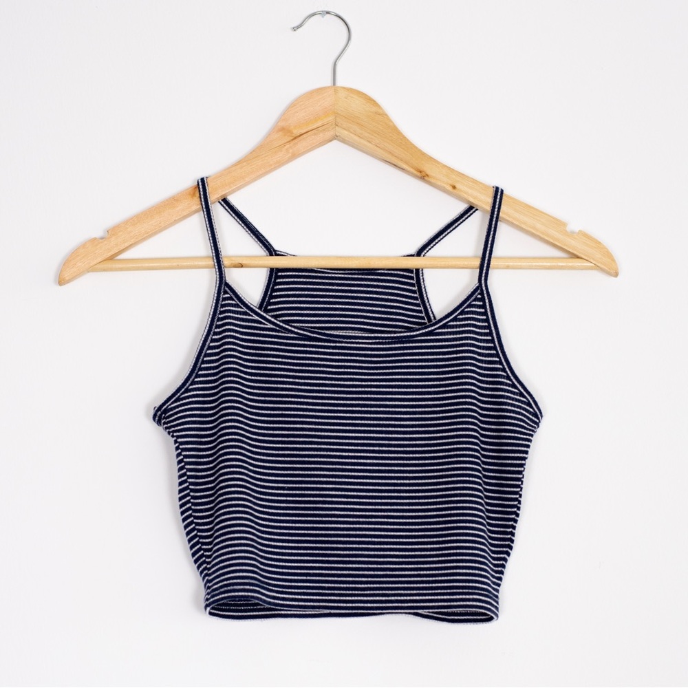 XS striped tank crop top with spaghetti straps